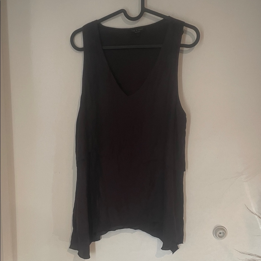 rag & bone Charcoal Gray Silk Sleeveless V-Neck Tank Sz M B118